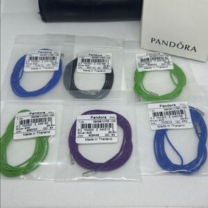 6 Qty Pandora Necklace/Bracelet Cords with Sterling End pieces
